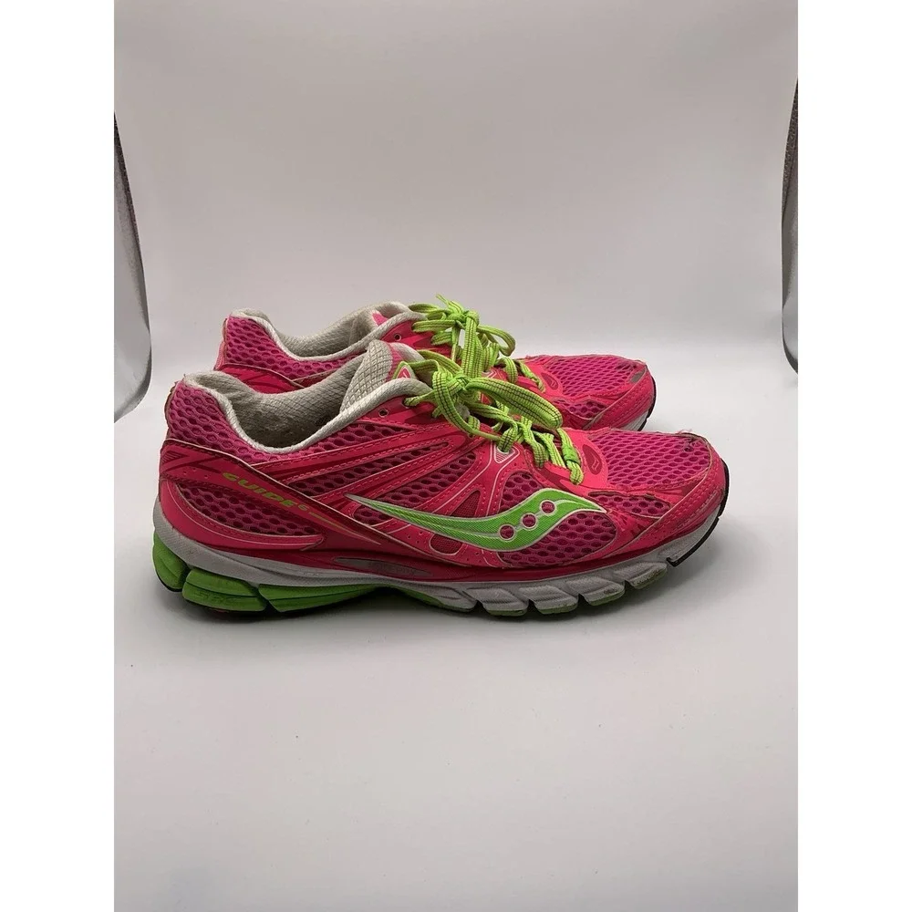 Saucony Guide Womens 9.5 Pink Green Running Shoes Athletic Sneakers